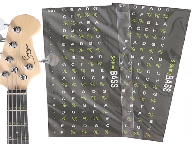 SUN 1 Sheet Bass Fretboard Stickers Paper Guitar Bass Chord Stickers ...