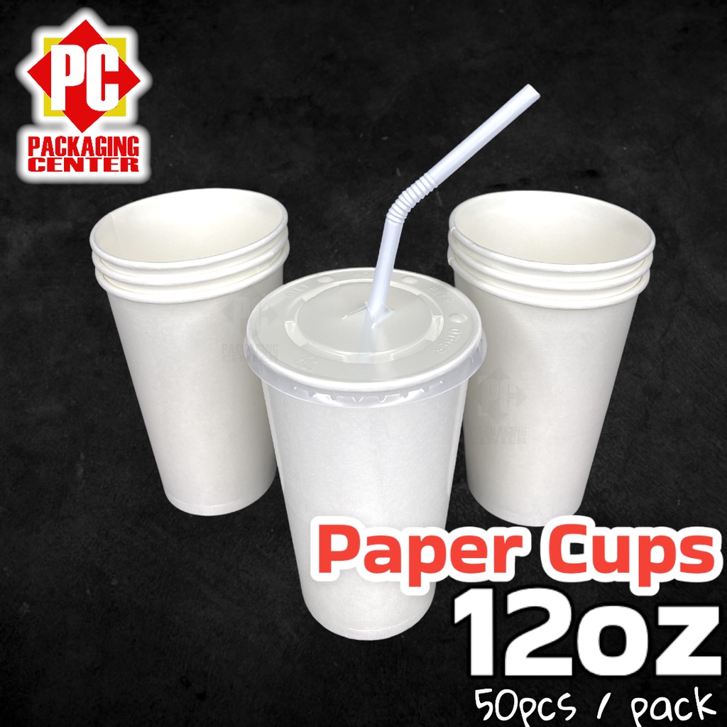 12oz Paper Cup [50pcs] per pack, With Flat Lids or Dome Lids, COD ...