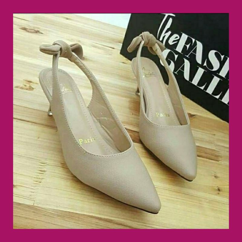 High Heels Platform 5cm Leather Cream Ribbon Beautiful Party | Shopee ...