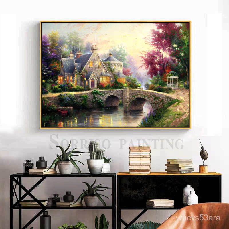 Europe Retro Pastoral Landscape Canvas Painting Corridor Wall Art Home ...