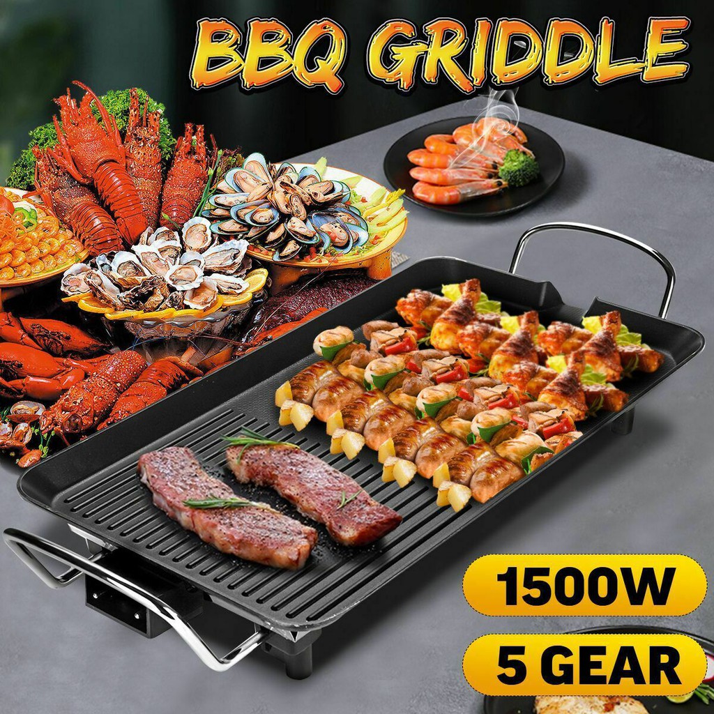 Korean Electric Grill BBQ Long Pan Non Stick Barbecue Roast Smokeless ...