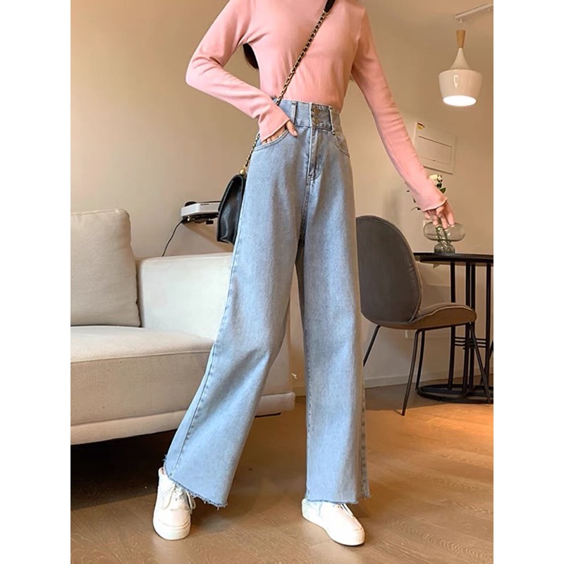 Korean fashion Mom Jeans HighWaist WIDE LEG Jeans TikTok Outfit Dancer  Pants for Women