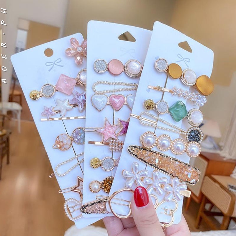 [AOER] Geometric Acetate Pastel Colors Hair Clips For Women Shopee