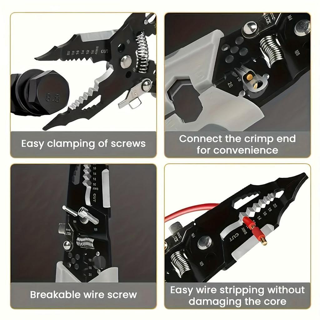 Professional Wire Stripper & Crimper 28 In 1 Multi-Function Tool 8-Inch ...