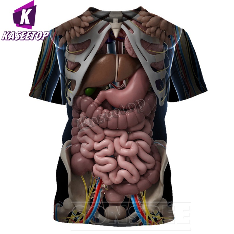 3D Print Cosplay Male Skeleton Internal Organs Tshirt Harajuku Human ...