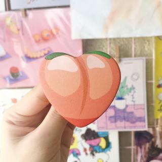 Peach Emoji Heart Badge Pin by Patatas or TheAwkPotato