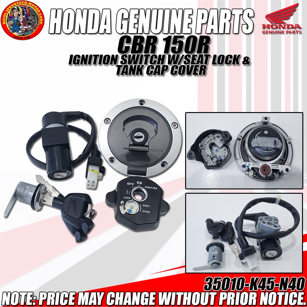 CBR 150R IGNITION SWITCH WITH SEAT LOCK & TANK CAP COVER (HPI) (GENUINE