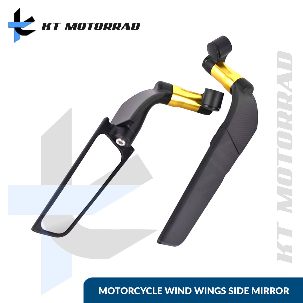 KT Universal Motorcycle Side Mirror Rearview Mirrors Wind Wing Rotating ...