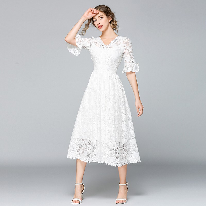French Summer Princess White Lace Dress Vestidos Casual Mujer 2021 ...