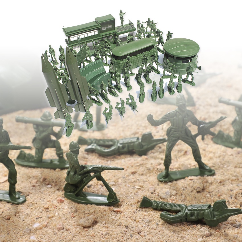 56pcs/Pack Plastic Soldier Toys Army Men Action Figures Gift Set for ...