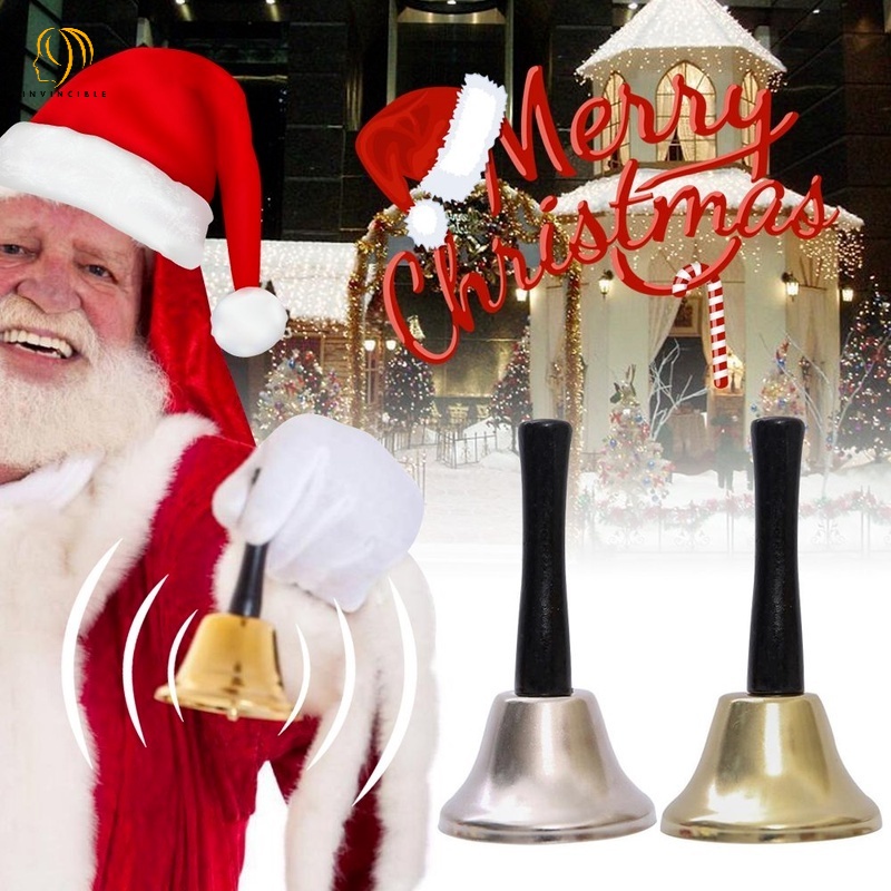 Christmas Metal Hand Bell/ DIY Xmas Jingle Hand Bell with Wooden Handle ...