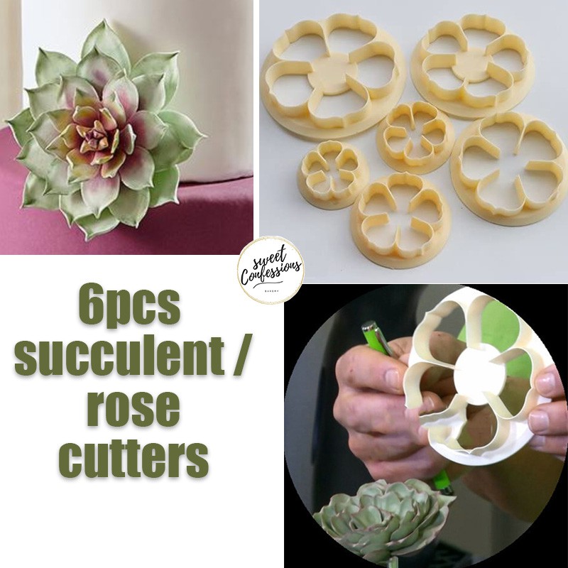 6pcs succulent cutter rose cutter set - cake decorating gumpaste flower ...