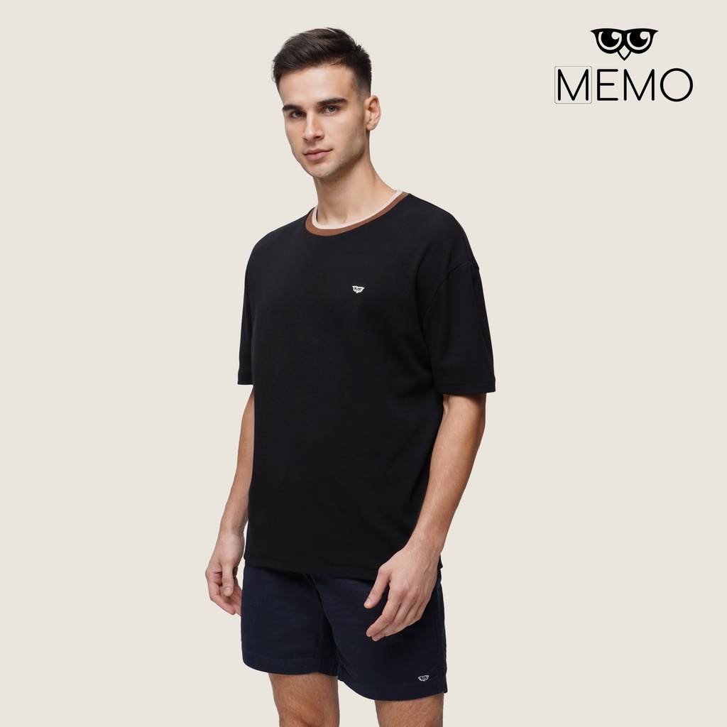 Memo Premium Boxy Ringer T-Shirt For Men (Black) | Shopee Philippines