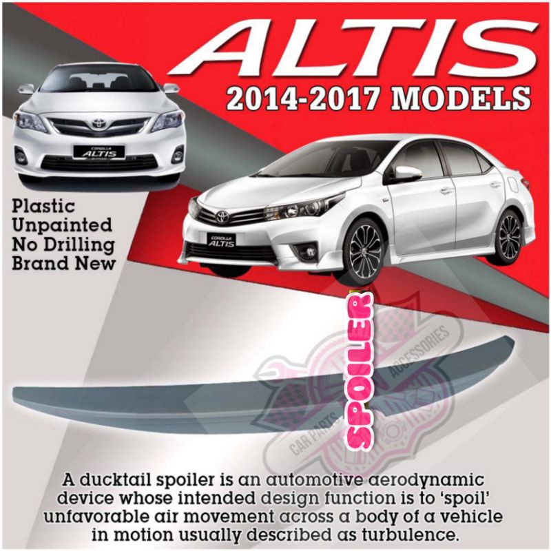 Spoiler for Toyota Corolla Altis 2014 2015 2016 2017(Ducktail)(No paint ...