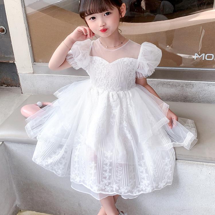 white dress for kids Girls Summer Baby Pettiskirt Puff Sleeve Princess ...