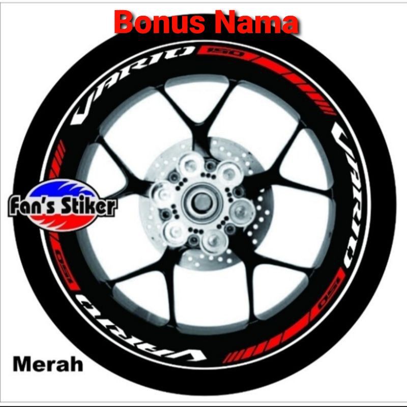 MERAH Cutting Sticker lis Wheel Motorcycle vario 110 125 150,velg vario ...