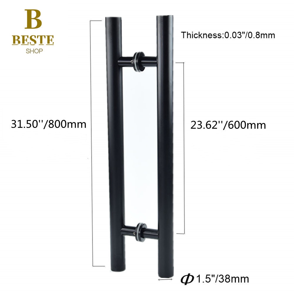 Heavy duty stainless steel frosted black push pull door handle glass