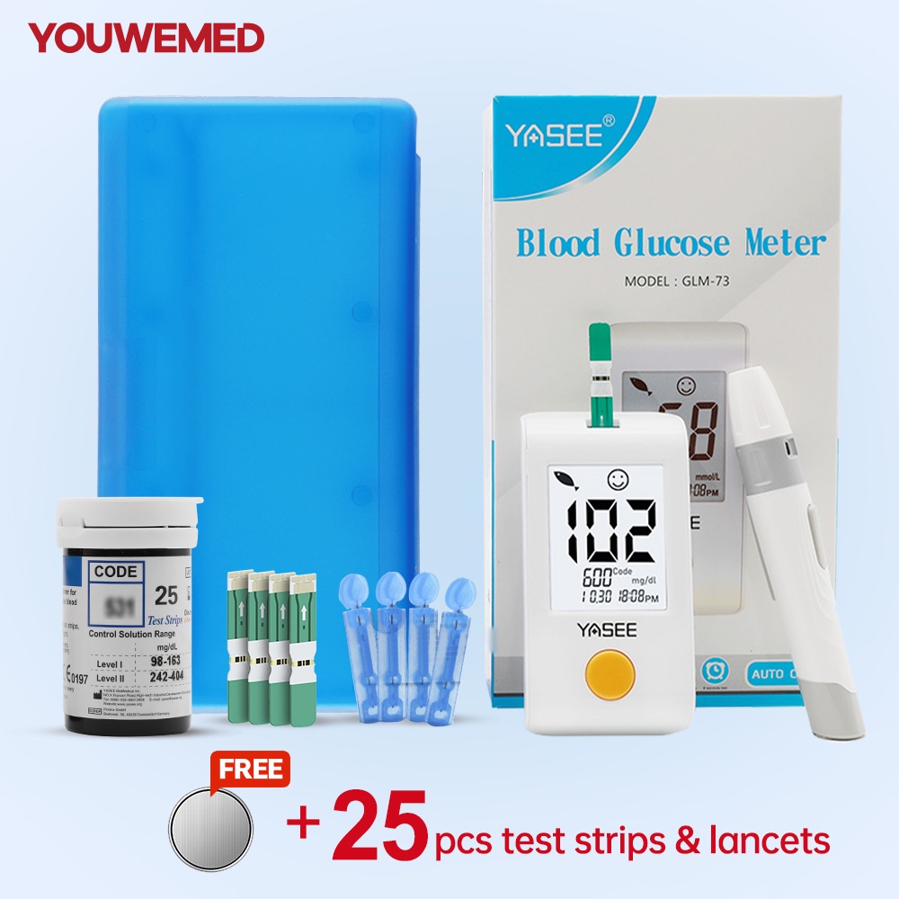 YASEE Blood Glucose Meter Complete Set 25Pcs Kit Blood Sugar Test Set