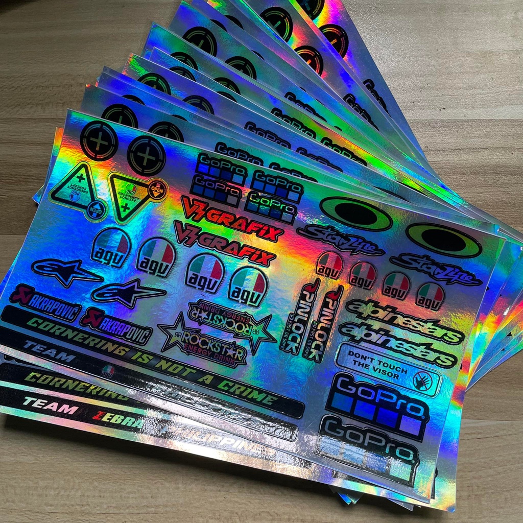50 PCS HOLOGRAPHIC HELMET VISOR STICKER RESELLER PACKAGE Shopee