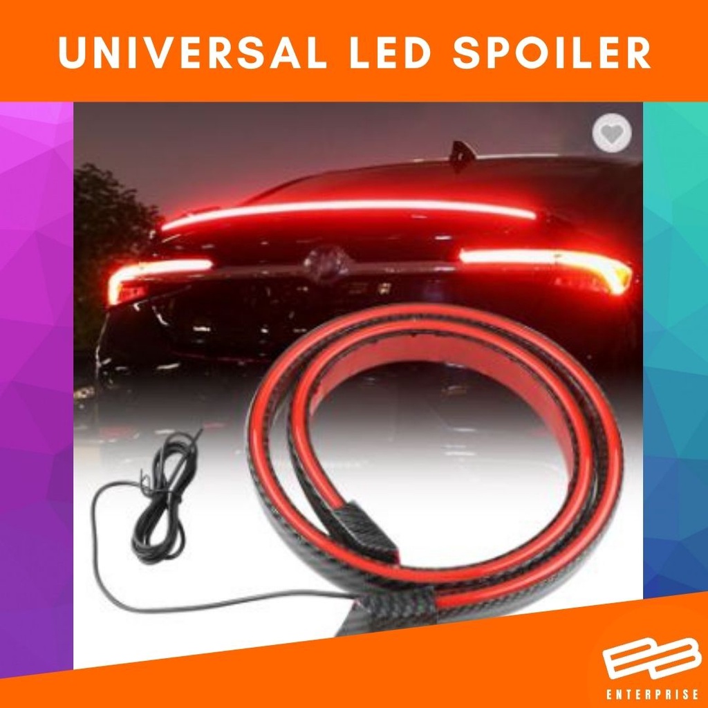 Universal Carbon Fiber LED Rear Spoiler Light Duct Tail Spoiler For Car ...
