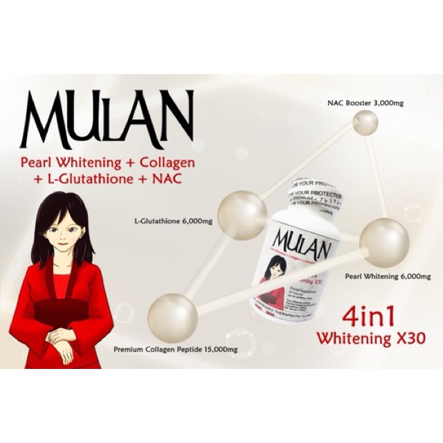 Mulan 4 in 1 60 Caps and Snow Caps L-Glutathione Skin Whitening 30 Caps  BUNDLE