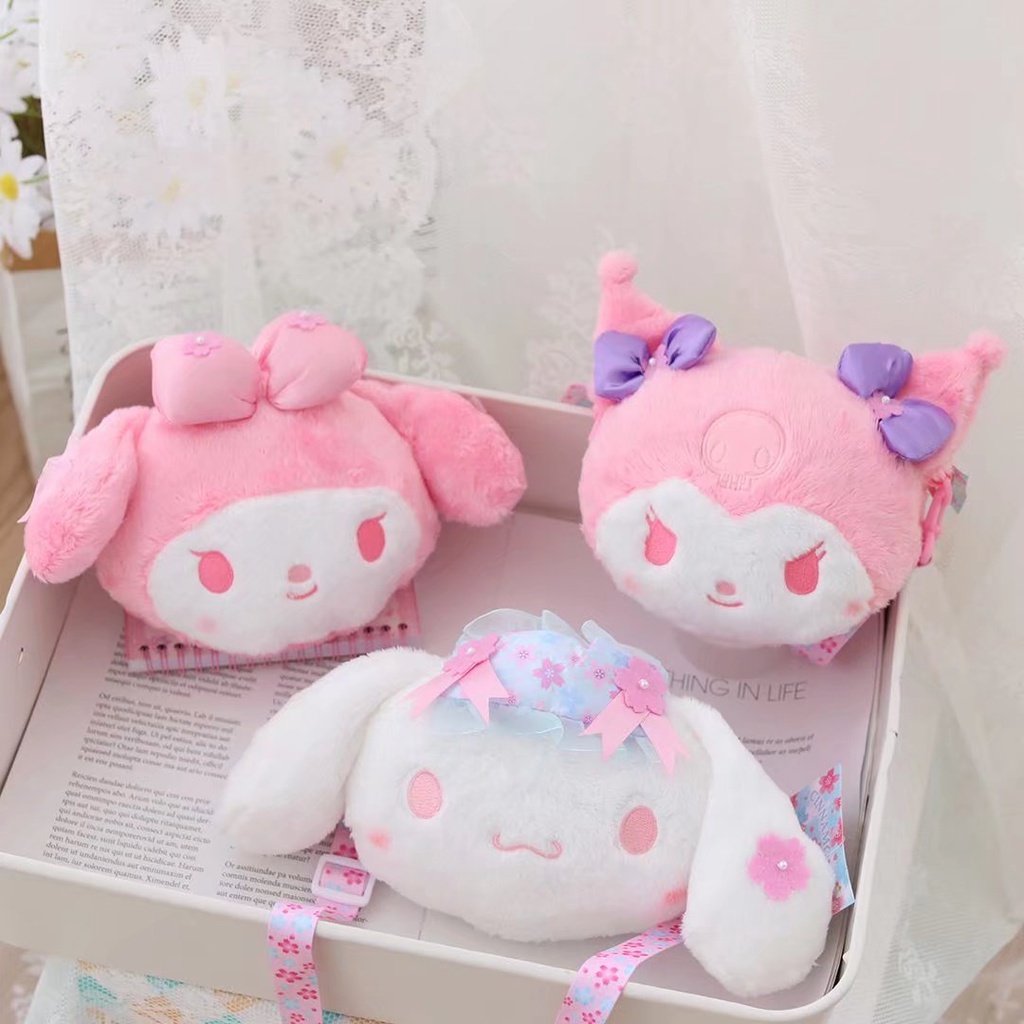 Cherry Blossom Series Sanrios Plush Kuromi My Melody Cinnamoroll Bag ...