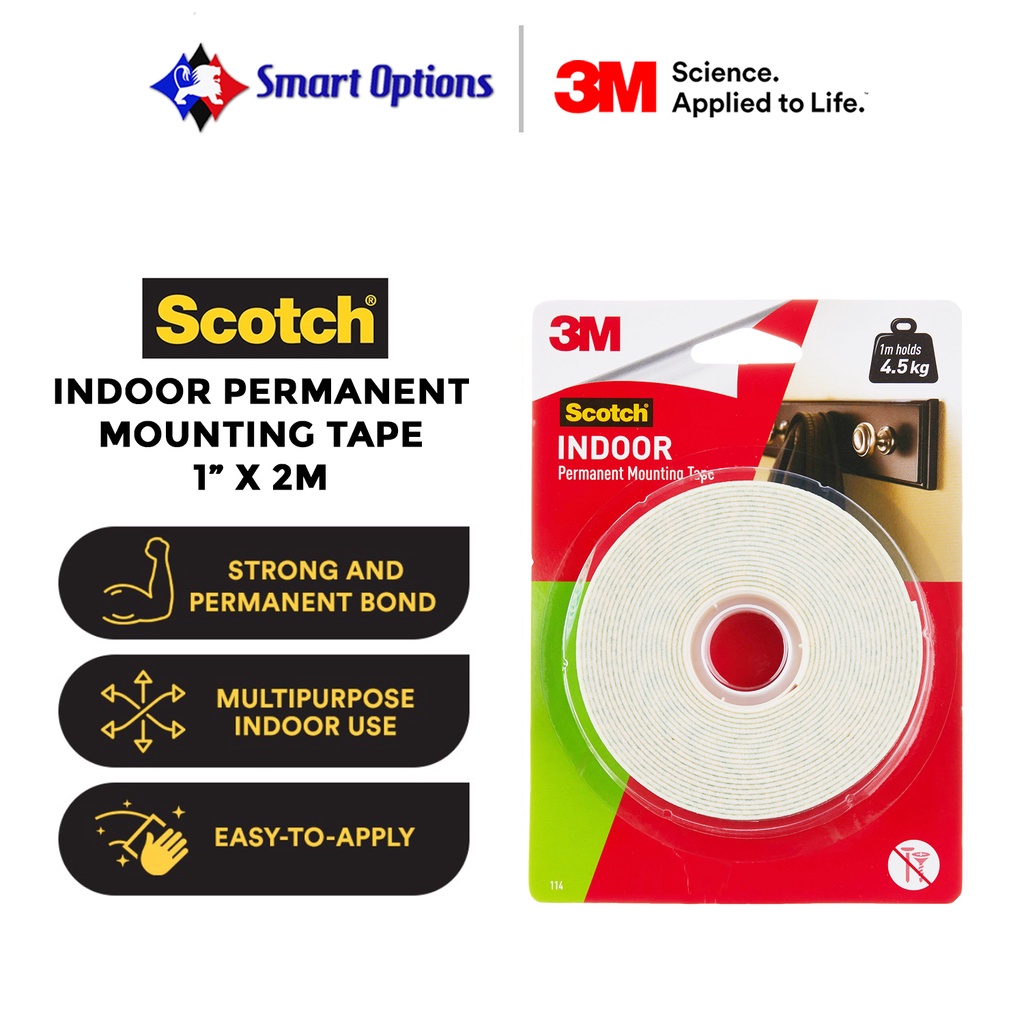 3M SCOTCH INDOOR MOUNTING TAPE CAT114 1"X2M Shopee Philippines