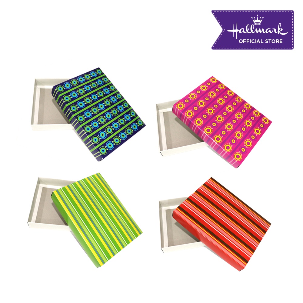 Hallmark Gift Box (Stripes, Circle, Checkered Orange, Blue, Pink