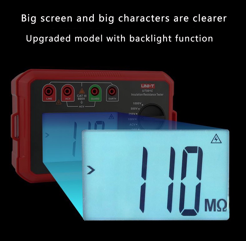 UNI-T Digital Megohmmeter UT502C 2500V Insulation Resistance Tester ...