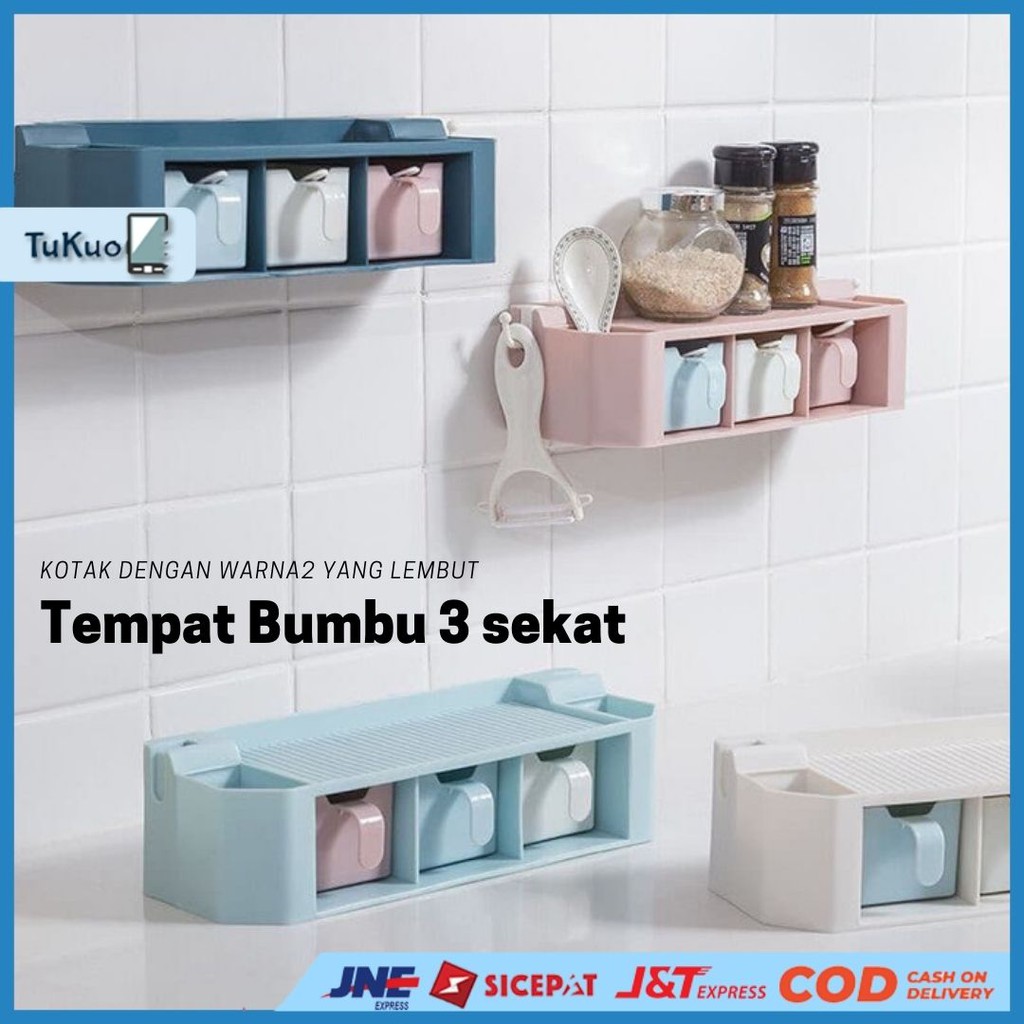 3 SEASONED SUGAR SALT MERICA KITCHEN SPICE STORAGE BOX RACK | Shopee ...