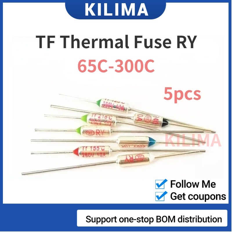 5Pcs TF Thermal Fuse RY 10A 15A 250V Temperature 65C 73C75C 85C 100C ...