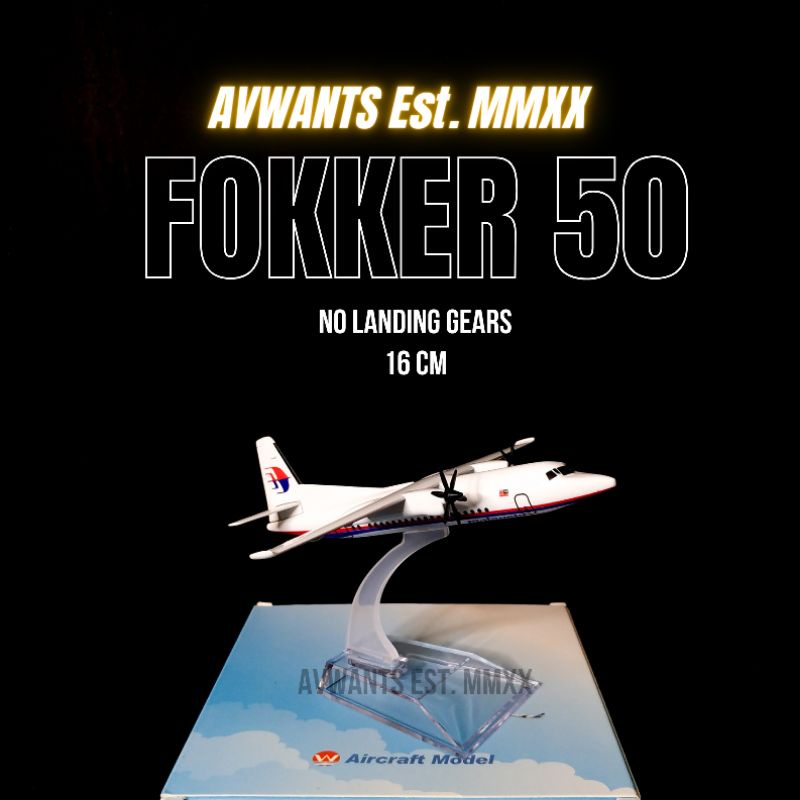 1:400 Scale Malaysia Airlines Fokker 50 (FK50) Diecast Plane Model ...