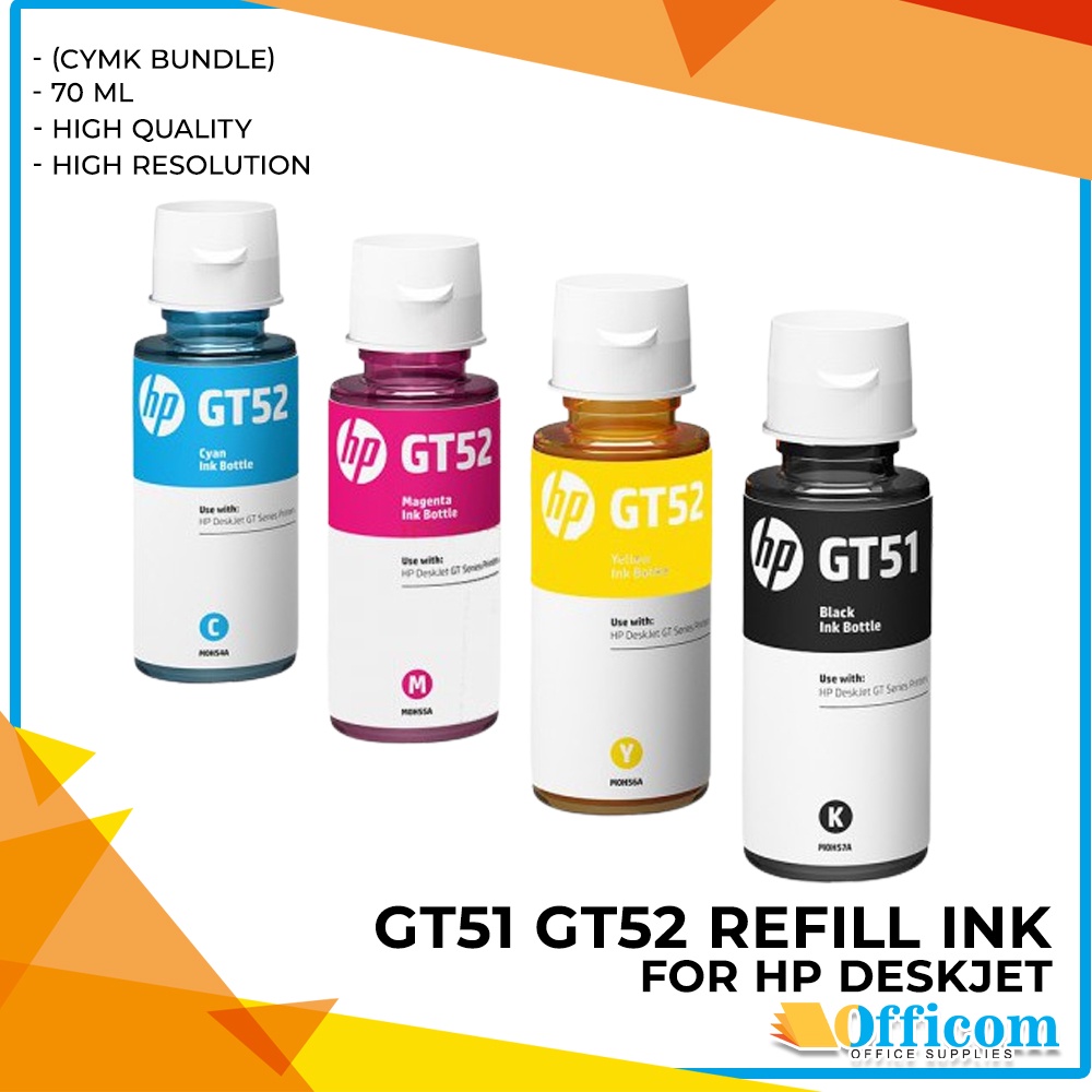 HP Refill Ink GT51/GT52 Quick Dry 70ml HP GT 5810 / 5820 / 5830 / 5840 / 5850 / 5860 / 5870