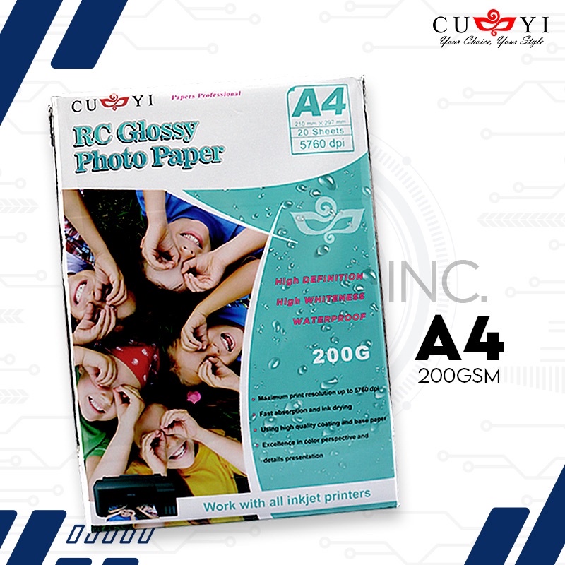 CUYI RC GLOSSY PHOTO PAPER A4 SIZE 200GSM (20SHEETS ) Shopee Philippines