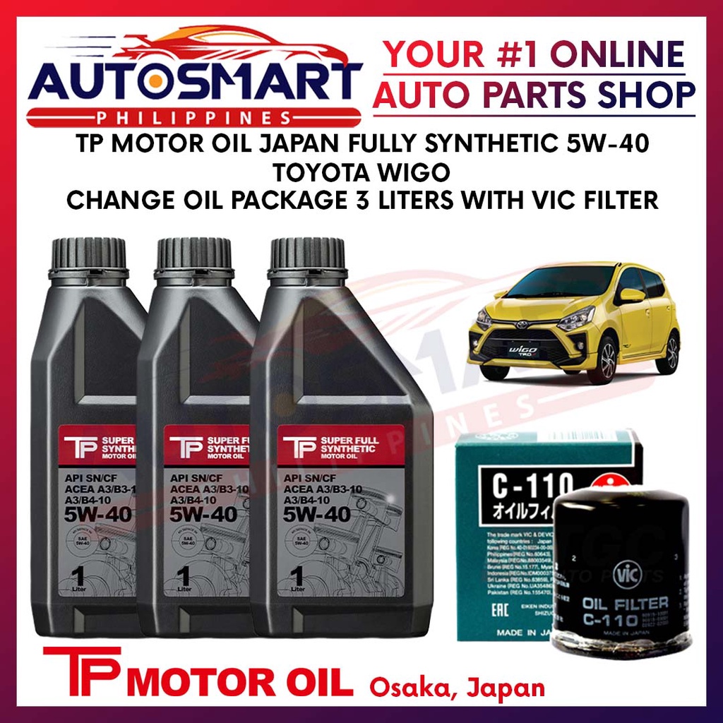 TP Japan 5W40 Toyota Wigo Fully Synthetic Motor Oil 3 Liters Change
