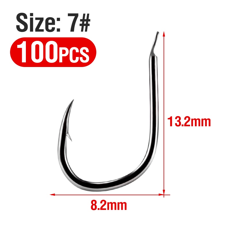 100PCS/Boxed Carbon Stainless Steel Fishing Hooks Durable Head Jigging ...