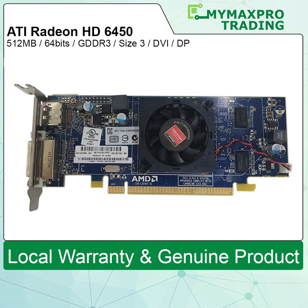 CLEARANCE ATI Radeon HD Low Profile Display Purpose GPU 512MB / 1GB DVI ...