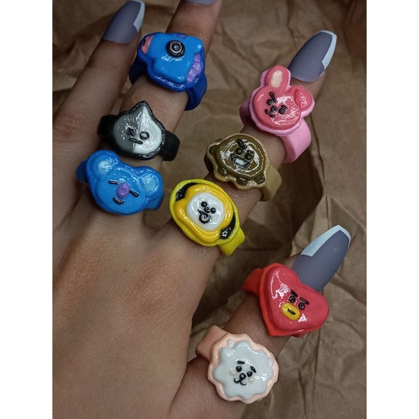BT21 BTS Clay ring/Handmade(Adjustable) | Shopee Philippines