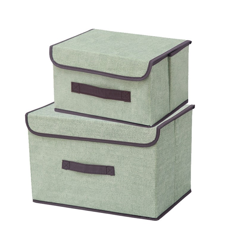 2in1 Plain Color Foldable Storage Box Organizer With Cover set 【Cardinal】
