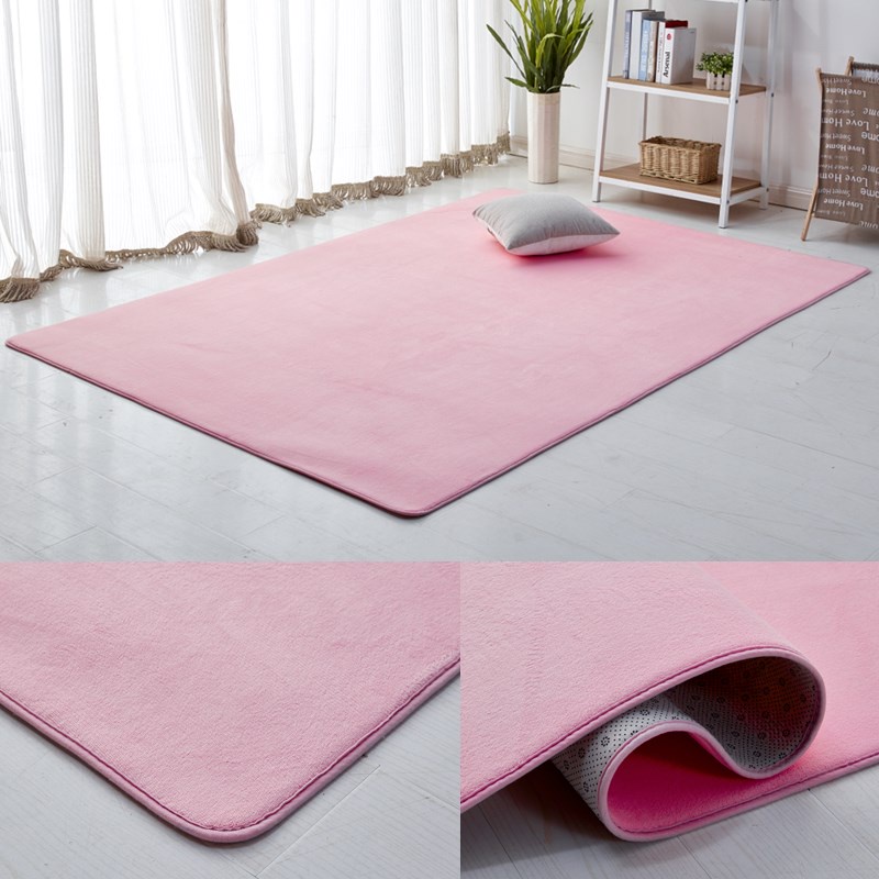 Floor Carpet Thick Solid Color Coral Velvet Mat For Bedroom 200X180Cm