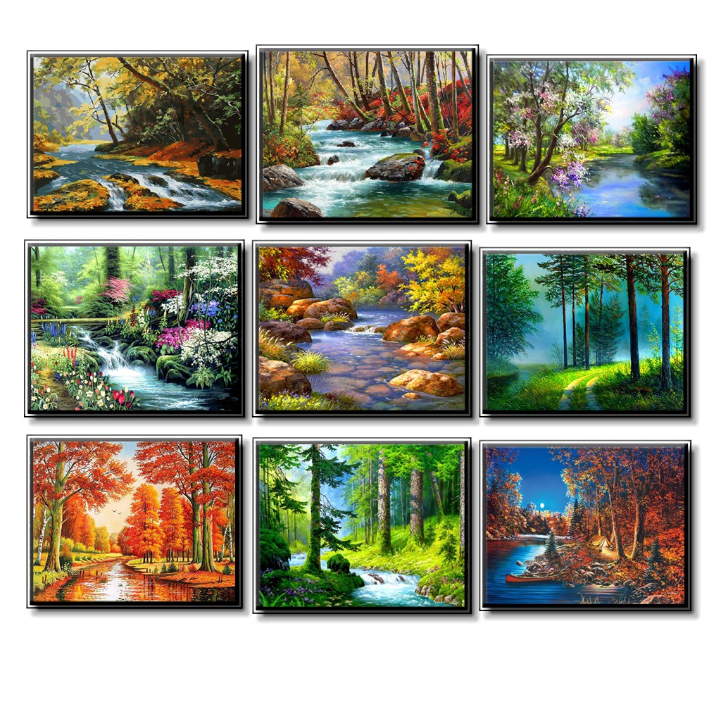 40*50cm DIY Digital Oil Painting Paint By Numbers on Canvas Lake river ...