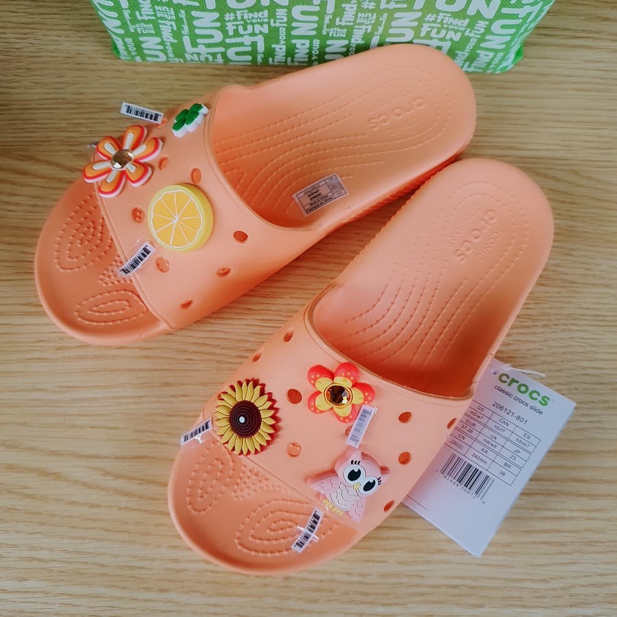 croc slides orange