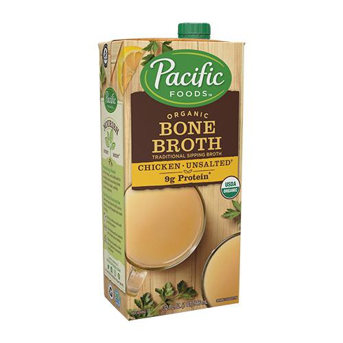 Pacific Foods Organic Bone Broth Chicken Unsalted 32 oz. 946 ML