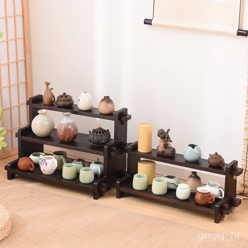 XD.Store Desktop Storage Rack tea rack teacup rack solid wood antique ...