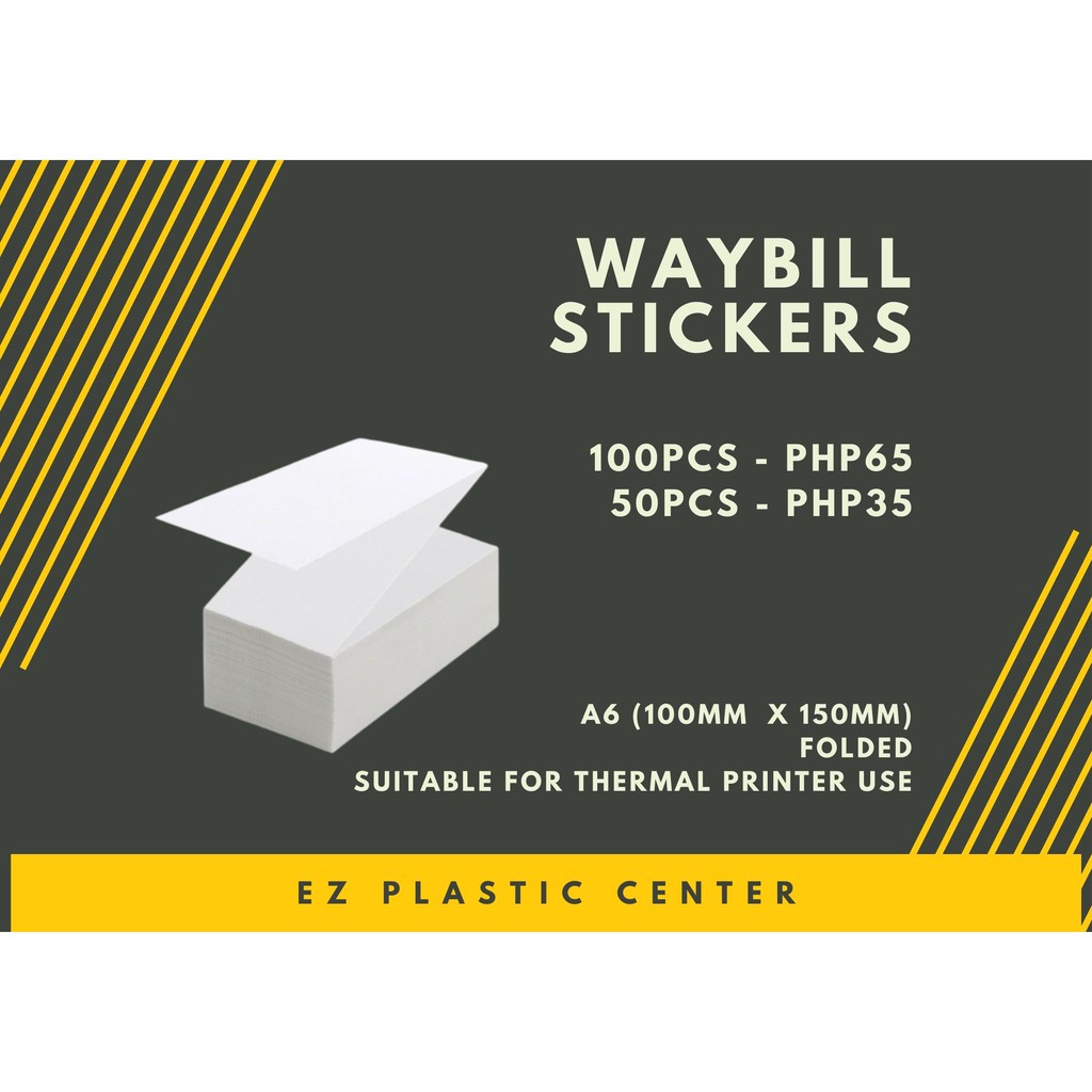 Waybill Sticker | Thermal Sticker | A6 100mm x 150mm | Folded | (100pcs ...