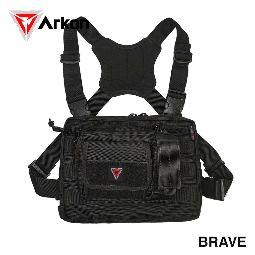 Arkon Brave Black Ballistic Chest Bag with Pouch Chest Rig Sling Bag ...
