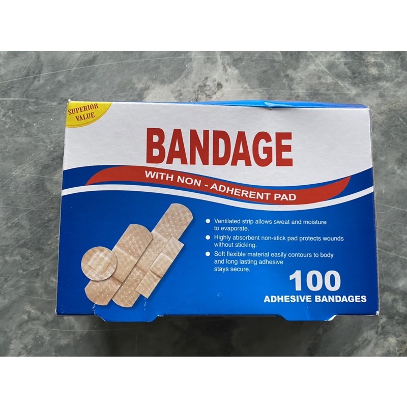 BANDAGE with NonAdherent Pad Flexible Fabric Adhesive Bandages