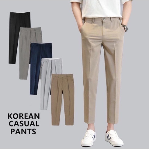 7 Colors 5 SIZE Trouser Pants for Men Above Ankle Korean Fashion Slacks ...