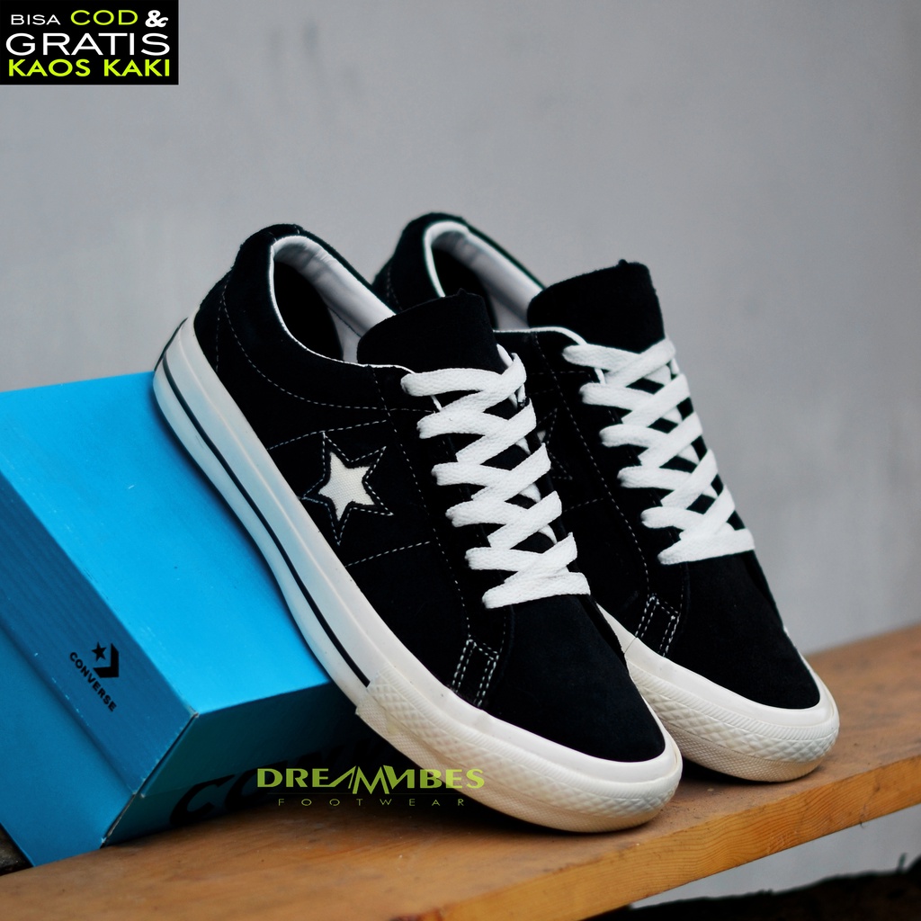 Converse one star black white suede online