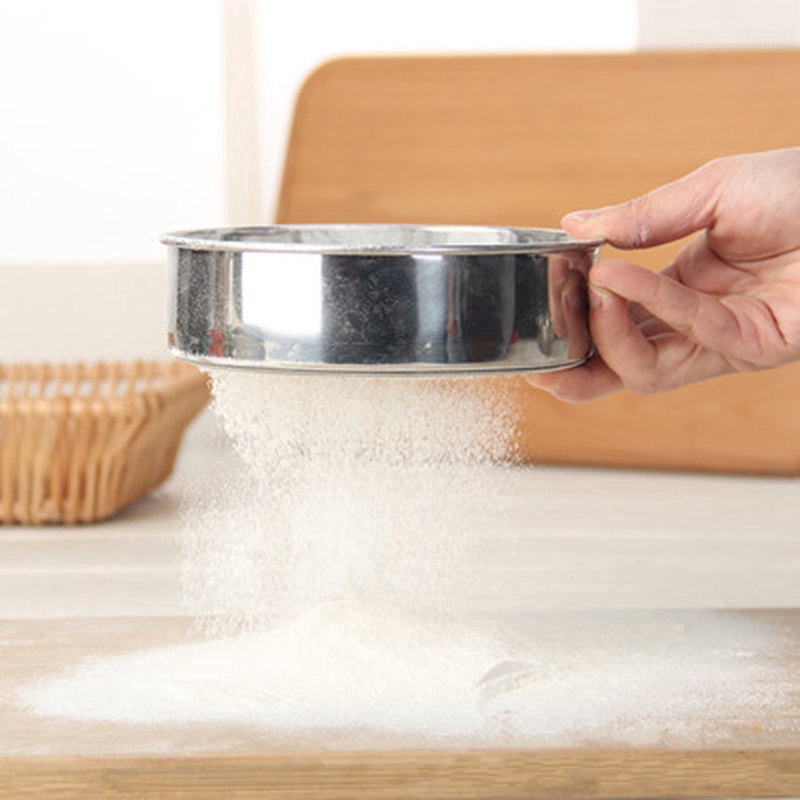 Kitchen Fine Mesh Flour Sifter Professional Round Stainless Steel Flour